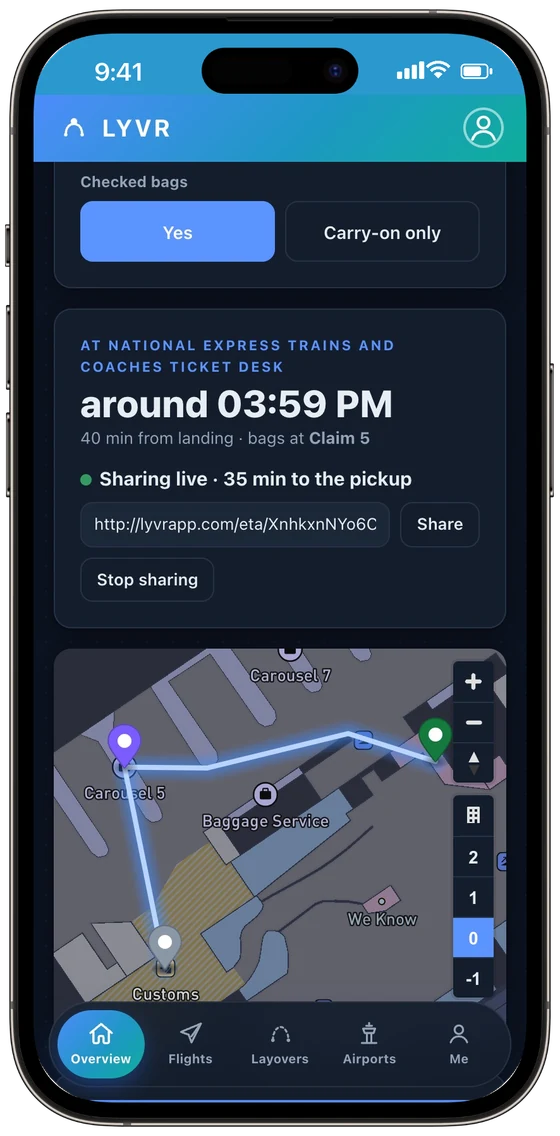 Sharing a live ETA link with whoever is picking you up