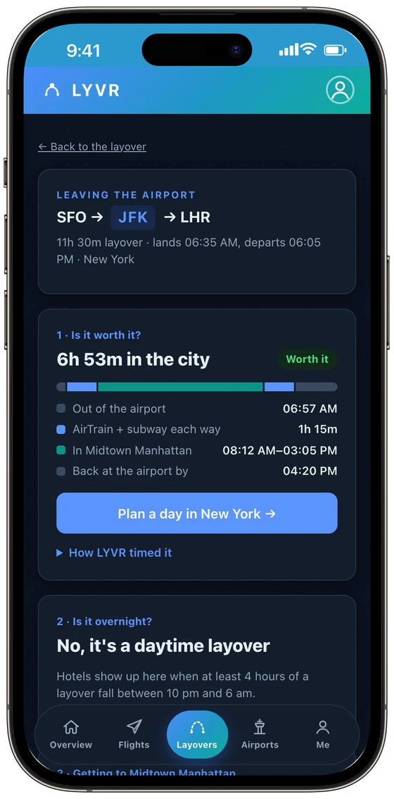 Leaving the airport on a layover: hours in the city, rated worth it