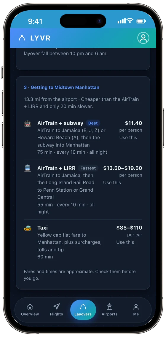 Getting to Midtown Manhattan: AirTrain and subway, LIRR or a taxi, with fares